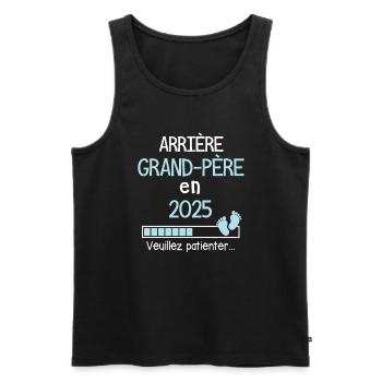 Arrière Grand père en 2025 Cadeau Futur Papy - Débardeur bio Premium Homme - noir - Devant - Michal (187cm)
