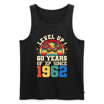 Niveau 60 1962 Anniversaire Gamer 60 ans - Débardeur bio Premium Homme - noir - Devant - Michal (187cm)
