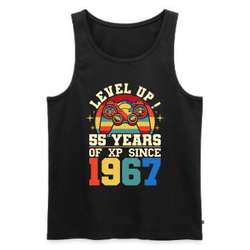 Level 55 1967 Birthday Gamer 55 years - Men's Premium Organic Tank Top - black - Front - AI Model Male 178 light (178cm)