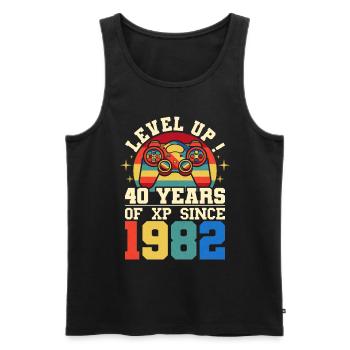 Level 40 1982 Geburtstag Gamer 40 Jahre - Männer Premium Bio Tank Top - Schwarz - Vorne - AI Model Male 178 light (178cm)