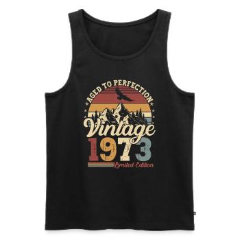 1973 Né vintage 50 anniversaire - Débardeur bio Premium Homme - noir - Devant - Michal (187cm)