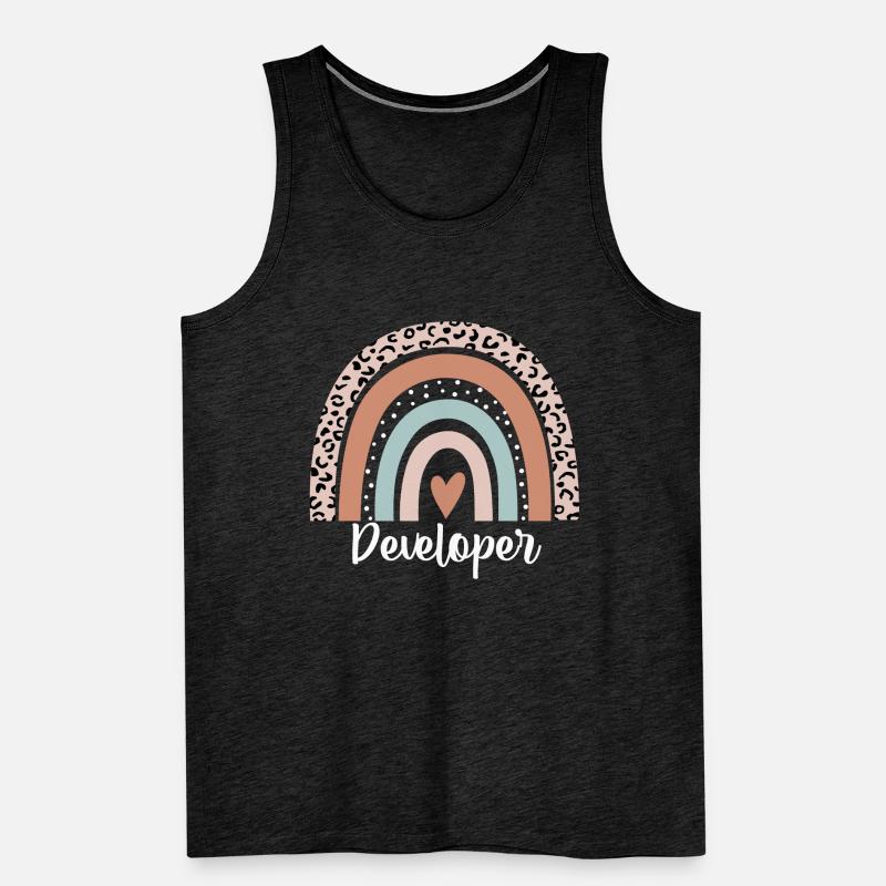 Developer Rainbow Leopard Funny Developer Men's Premium Organic Tank Top