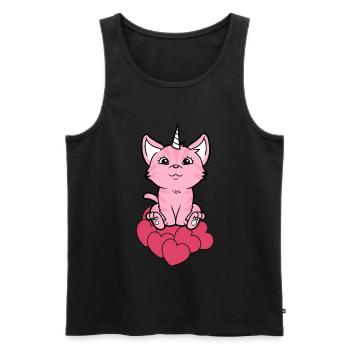 Unicorn Cat Cats Kitten Baby Heart Fantasy - Men's Premium Organic Tank Top - black - Front - Michal (187cm)