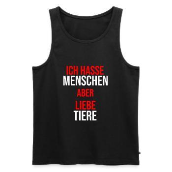 Ich hasse Menschen aber liebe Tiere - Männer Premium Bio Tank Top - Schwarz - Vorne - Michal (187cm)