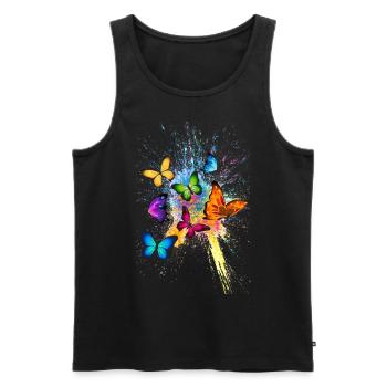 Schmetterling Butterfly Tier Animal Color Splash - Men's Premium Organic Tank Top - black - Front - Michal (187cm)