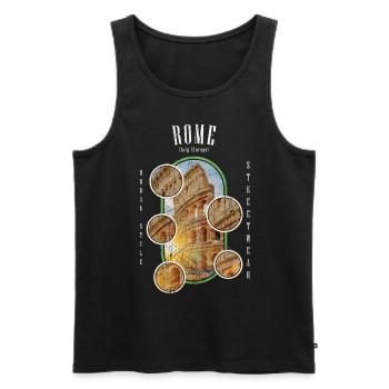 Rome Italie Ville Skyline Colisée Accueil Amour - Débardeur bio Premium Homme - noir - Devant - Michal (187cm)