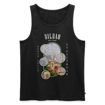 Bilbao Spain City Skyline Home Love - Men's Premium Organic Tank Top - black - Front - AI Model Male 178 light (178cm)