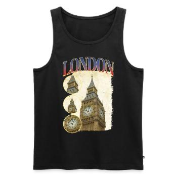 Londres Angleterre Uk City Skyline Accueil Amour - Débardeur bio Premium Homme - noir - Devant - Michal (187cm)