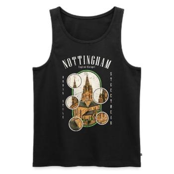 Nottingham England UK City Skyline Streetwear - Men's Premium Organic Tank Top - black - Front - AI Model Male 178 light (178cm)