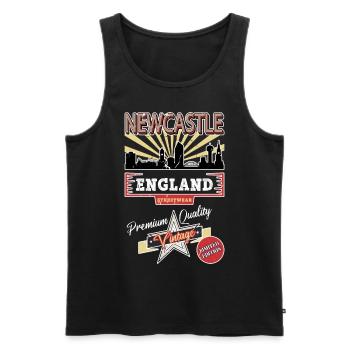 Newcastle England UK City Skyline Vintage Retro - Men's Premium Organic Tank Top - black - Front - AI Model Male 178 light (178cm)