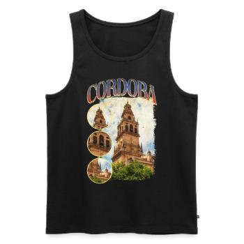 Cordoue Espagne Ville Skyline Accueil Amour Vacances - Débardeur bio Premium Homme - noir - Devant - AI Model Male 178 light (178cm)