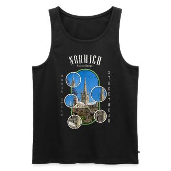 Norwich England UK City Skyline Vintage Retro - Men's Premium Organic Tank Top - black - Front - AI Model Male 178 light (178cm)