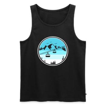 Cable car gondola in front of Bergen for cable car operators - Men's Premium Organic Tank Top - black - Front - AI Model Male 178 light (178cm)