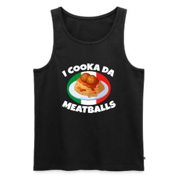 Cooka Da Meatball Drôle Tendance Argot italien Ita - Débardeur bio Premium Homme - noir - Devant - Michal (187cm)