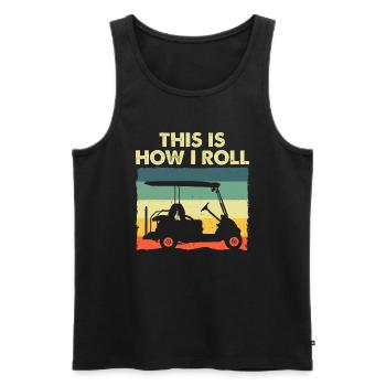Lustiges Golfwagen-Design für Männer Frauen Kinder Golfer G - Männer Premium Bio Tank Top - Schwarz - Vorne - Michal (187cm)