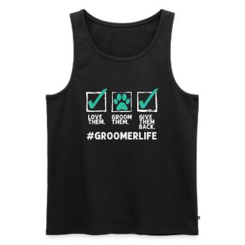 Drôle de toiletteur de chien cadeau pour hommes femmes cool chien de compagnie - Débardeur bio Premium Homme - noir - Devant - Michal (187cm)
