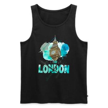 London England UK Stadt Skyline Splash Bunt - Männer Premium Bio Tank Top - Schwarz - Vorne - Michal (187cm)