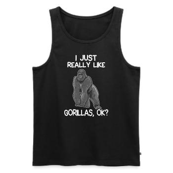 J’aime vraiment Gorillas Funny Gorilla Lover - Débardeur bio Premium Homme - noir - Devant - AI Model Male 178 light (178cm)