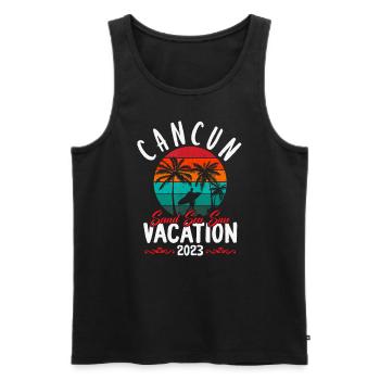 Cancun Mexique Vacances Plage Famille Ami Groupe T - Débardeur bio Premium Homme - noir - Devant - AI Model Male 178 light (178cm)