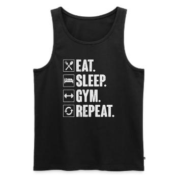 Eat Sleep Gym Repeat Funny Vintage Workouteat slee - Männer Premium Bio Tank Top - Schwarz - Vorne - Michal (187cm)