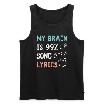 Mon cerveau est composé à 99,9% de paroles de chansons Musique drôle L - Débardeur bio Premium Homme - noir - Devant - Michal (187cm)