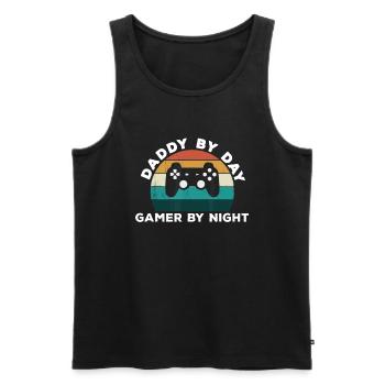 Daddy by Day Gamer By Night - Game Lover New Fathe - Men's Premium Organic Tank Top - black - Front - AI Model Male 178 light (178cm)