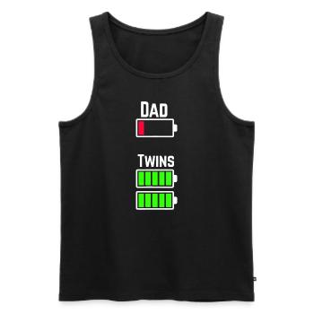 Mens Tired Twin Dad Low Battery Charge Full Batter - Men's Premium Organic Tank Top - black - Front - AI Model Male 178 light (178cm)