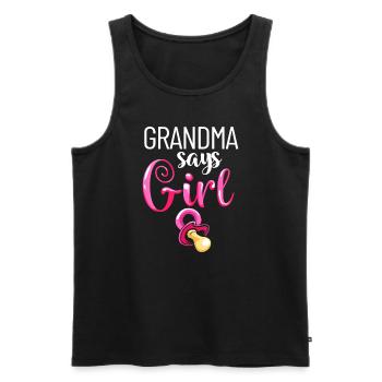 Sexe révélé Grand-mère dit fille future grand-mère - Débardeur bio Premium Homme - noir - Devant - Michal (187cm)