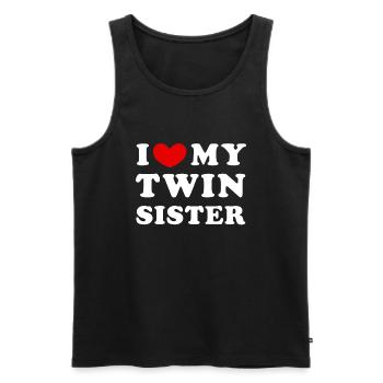 Ich liebe meine Zwillingsschwester, ich herze meine Zwillingsschwester - Männer Premium Bio Tank Top - Schwarz - Vorne - AI Model Male 178 light (178cm)