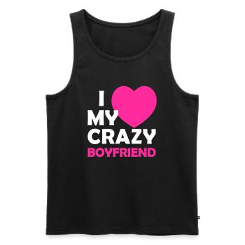I Heart My Crazy Boyfriend Tshirt Drôle de Saint-Valentin - Débardeur bio Premium Homme - noir - Devant - Michal (187cm)
