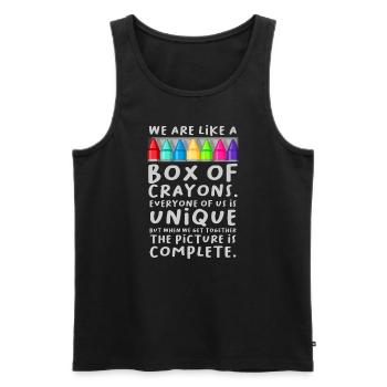 Zurück zur Schule Lehrer Wir sind wie eine Schachtel Buntstift - Männer Premium Bio Tank Top - Schwarz - Vorne - Michal (187cm)