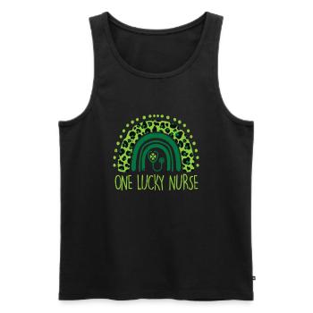 One Lucky Nurse Scrub RN ICU ER St Patricks Day Nu - Männer Premium Bio Tank Top - Schwarz - Vorne - Michal (187cm)