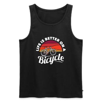 Bike Cycling Biking Cyclist Retro Theme Bicycle Qu - Men's Premium Organic Tank Top - black - Front - AI Model Male 178 light (178cm)