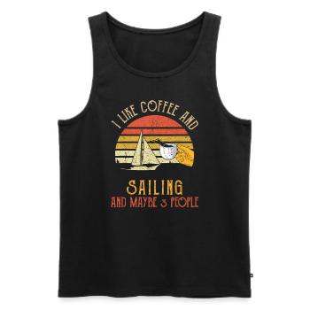 Ich mag Kaffee und Segeln vielleicht 3 Personen GeschenkeBoot - Männer Premium Bio Tank Top - Schwarz - Vorne - Michal (187cm)