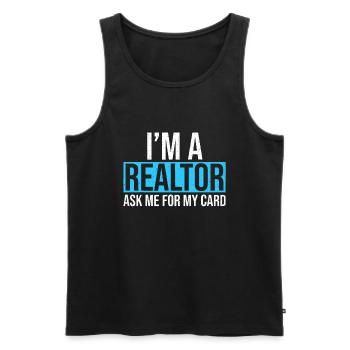 Ich bin ein Makler Fragen Sie mich nach meiner Karte Immobilienmakler - Männer Premium Bio Tank Top - Schwarz - Vorne - Michal (187cm)