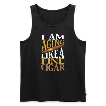 I'm Aging Like Fine Cigar Cigars To Smoke Cigar Sm - Men's Premium Organic Tank Top - black - Front - AI Model Male 178 light (178cm)