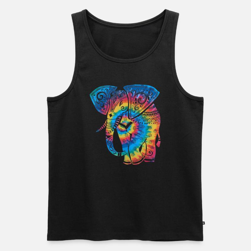 Tie Dye Elephant Mandala - Männer Premium Bio Tank Top - Schwarz