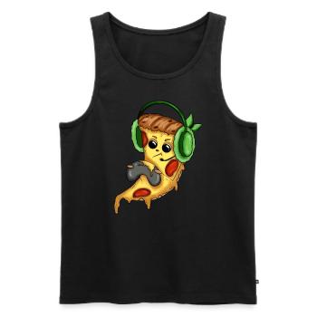 Pizza Gamer Love Play Videospiele Lustiger Controller - Männer Premium Bio Tank Top - Schwarz - Vorne - AI Model Male 178 light (178cm)