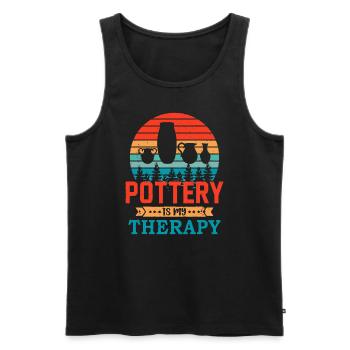 Retro Sunset Design Pottering Gift for Funny Potte - Men's Premium Organic Tank Top - black - Front - AI Model Male 178 light (178cm)
