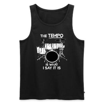 Le tempo est ce que je dis c’est Drumsdrummer pundrum - Débardeur bio Premium Homme - noir - Devant - Michal (187cm)