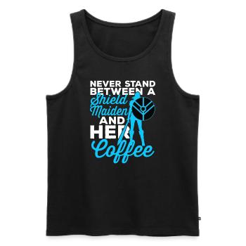 Lustige Wikinger Schild Jungfrau Kaffee Liebhabercandinaveo - Männer Premium Bio Tank Top - Schwarz - Vorne - AI Model Male 178 light (178cm)