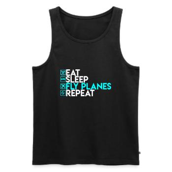 Eat Sleep Fly Flugzeuge wiederholen - Trendiges Flugzeug Pilo - Männer Premium Bio Tank Top - Schwarz - Vorne - Michal (187cm)