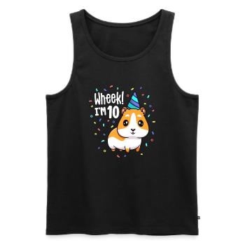 Meerschweinchen Geburtstagsfeier Wheek Kind 10 Jahre alt 10 - Männer Premium Bio Tank Top - Schwarz - Vorne - Michal (187cm)