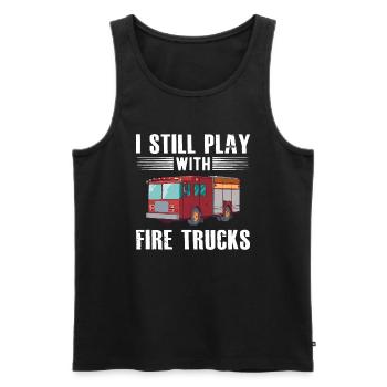 I Still Play With Fire Trucks Cool Design For Fire - Men's Premium Organic Tank Top - black - Front - AI Model Male 178 light (178cm)