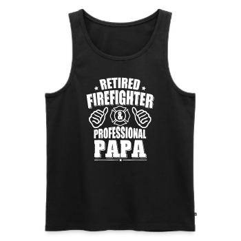 Mens Retired Firefighter & Papa Retirement Gift - Men's Premium Organic Tank Top - black - Front - AI Model Male 178 light (178cm)