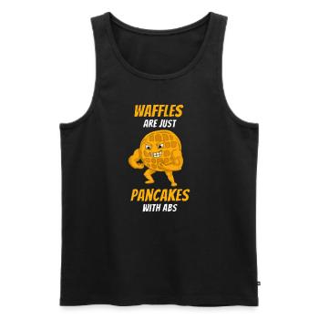 Waffeln sind nur Pfannkuchen mit Bauchmuskeln - Männer Premium Bio Tank Top - Schwarz - Vorne - AI Model Male 178 light (178cm)