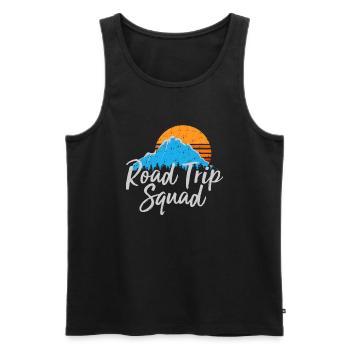 Road Trip Squad | Tour itinérant Souvenir Giftjoyr - Débardeur bio Premium Homme - noir - Devant - AI Model Male 178 light (178cm)