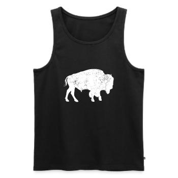 Distressed Buffalo Retro Bison Animal Lover idea M - Men's Premium Organic Tank Top - black - Front - Michal (187cm)