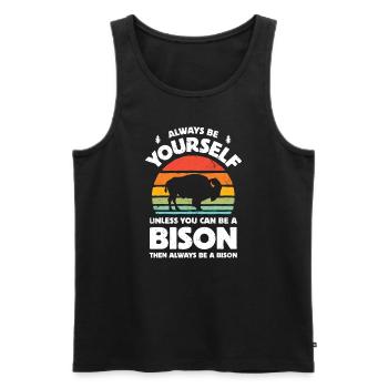 Bison Toujours être toi-même Rétro Vintage 70s Hommes Wom - Débardeur bio Premium Homme - noir - Devant - Michal (187cm)