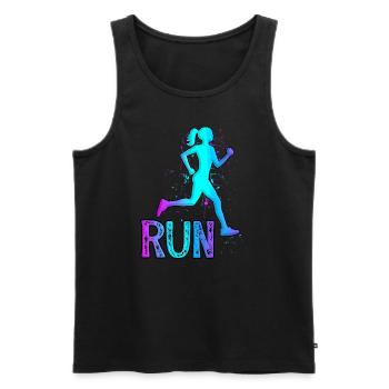 Running Girl pour filles coureusesAmoureux de la course - Débardeur bio Premium Homme - noir - Devant - AI Model Male 178 light (178cm)